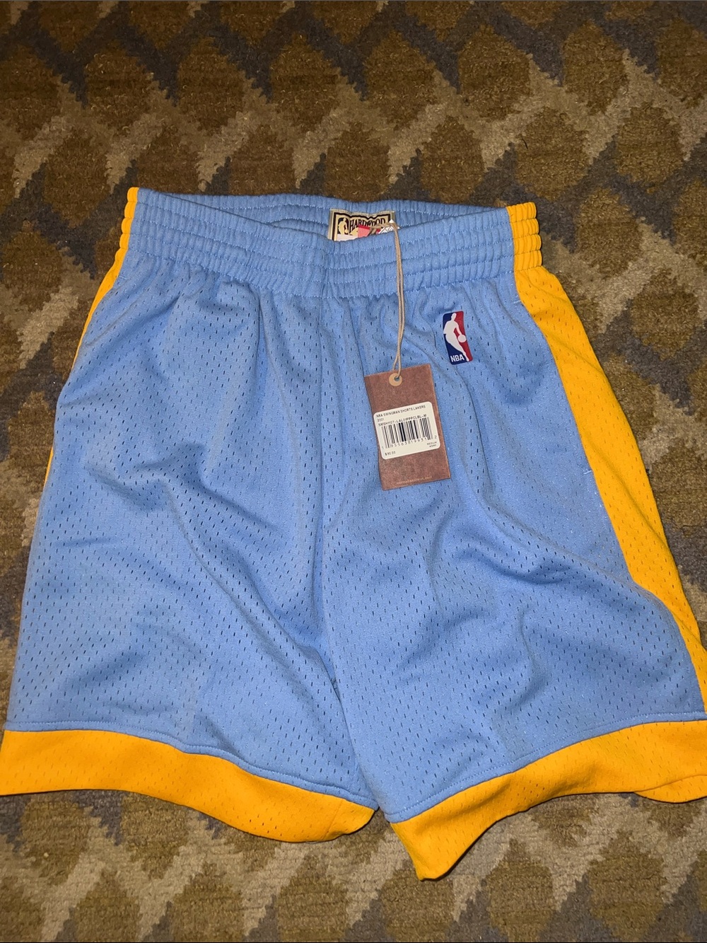 Mitchell & Ness Light Blue and Yellow NBA Mesh Athletic Shorts